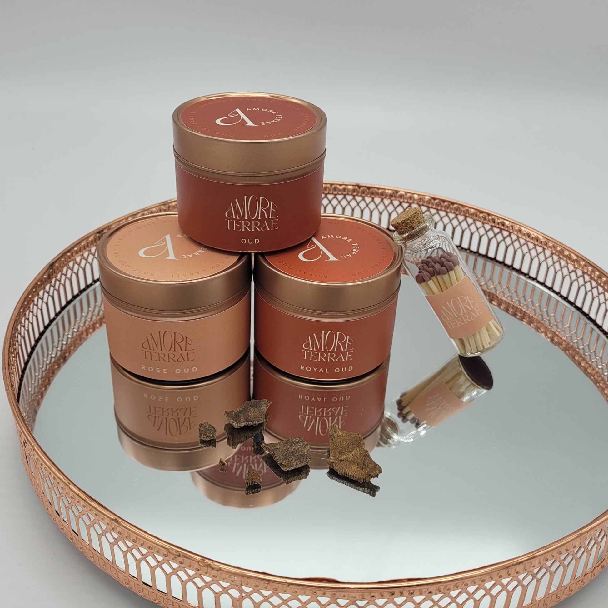 Mini scented candle gift set (3 x 70 g, Bulgarian rose & oud